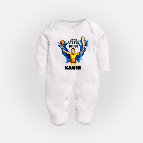 Let The Battle Begin FULL BODY SUIT – Match Day Outfit - WHITE - New Born (Chest 7.5")