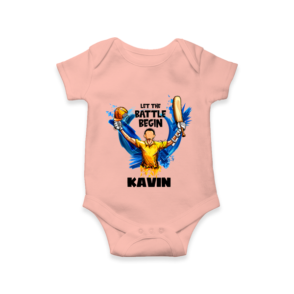 Let The Battle Begin Baby Romper – Match Day Outfit - PEACH - New Born (Chest 14")