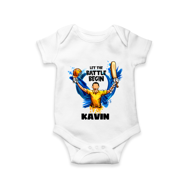 Let The Battle Begin Baby Romper – Match Day Outfit - WHITE - New Born (Chest 14")