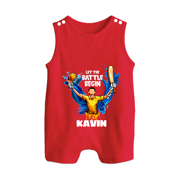 Let The Battle Begin BUTTON ROMPER – Match Day Outfit - RED - New Born (Chest 18")