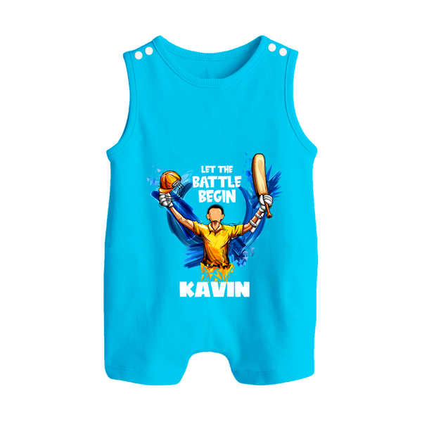 Let The Battle Begin BUTTON ROMPER – Match Day Outfit - SKY BLUE - New Born (Chest 18")