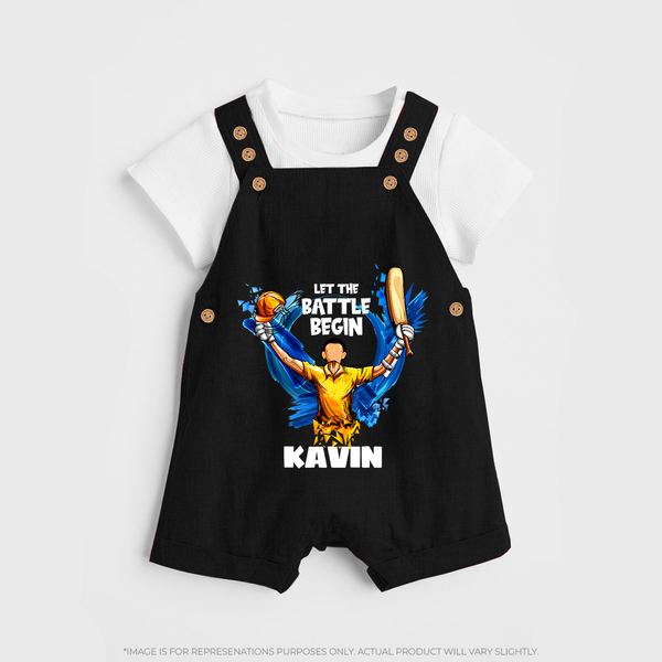 Let The Battle Begin DUNGAREE – Match Day Outfit - BLACK - 0 - 5 Months Old (Chest 18")