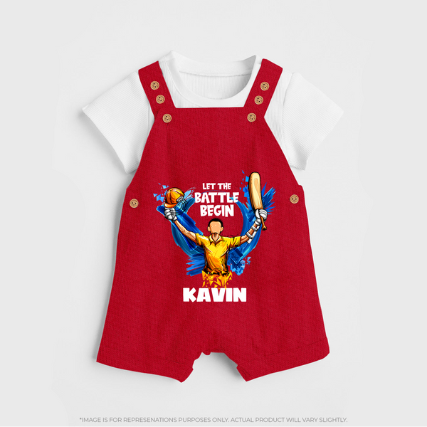 Let The Battle Begin DUNGAREE – Match Day Outfit - RED - 0 - 5 Months Old (Chest 18")