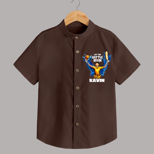 Let The Battle Begin SHIRT – Match Day Outfit - CHOCOLATE BROWN - 0 - 6 Months Old (Chest 23")