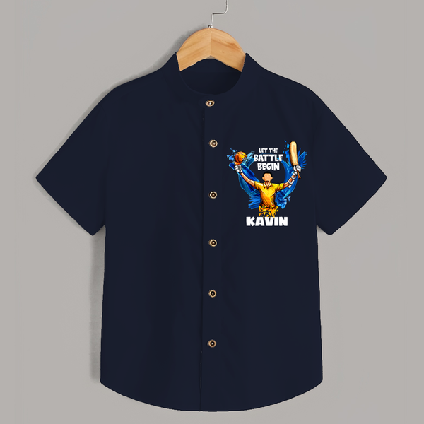 Let The Battle Begin SHIRT – Match Day Outfit - NAVY BLUE - 0 - 6 Months Old (Chest 23")