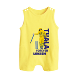 Yellow Army Forever BUTTON ROMPER – Cricket Fan Inspired - PASTEL YELLOW - New Born (Chest 18")