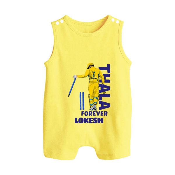 Yellow Army Forever BUTTON ROMPER – Cricket Fan Inspired - PASTEL YELLOW - New Born (Chest 18")