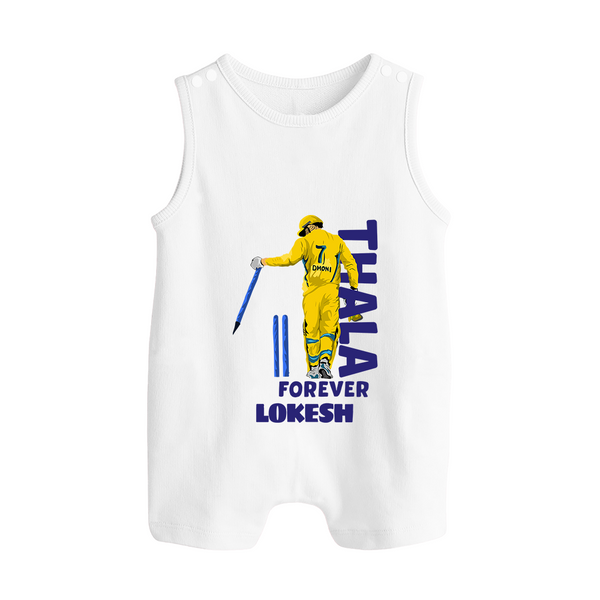 Yellow Army Forever BUTTON ROMPER – Cricket Fan Inspired - WHITE - New Born (Chest 18")