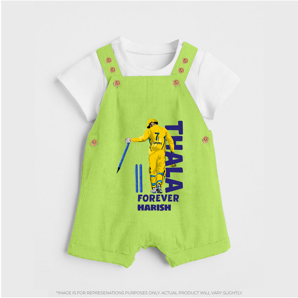 Thala Forever - Feel The Cricket Fever With Our Customized IPL-Themed Dungaree For Kids With Baby Name - GREEN - 0 - 5 Months Old (Chest 18")