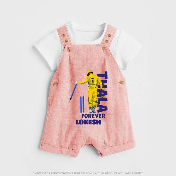 Yellow Army Forever DUNGAREE – Cricket Fan Inspired - PEACH - 0 - 5 Months Old (Chest 18")