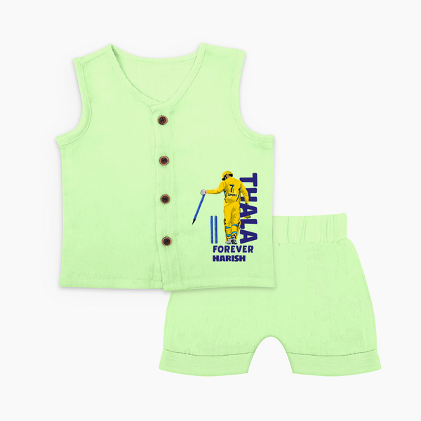 Thala Forever - Feel The Cricket Fever With Our Customized IPL-Themed Jabla Set With Baby Name - PASTEL GREEN - 0 - 3 Months Old (Chest 9.8")