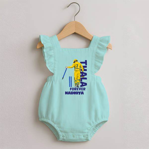Yellow Army Forever ROMPER FROCK – Cricket Fan Inspired - MINT GREEN - 0 - 3 Months Old (Chest 19")