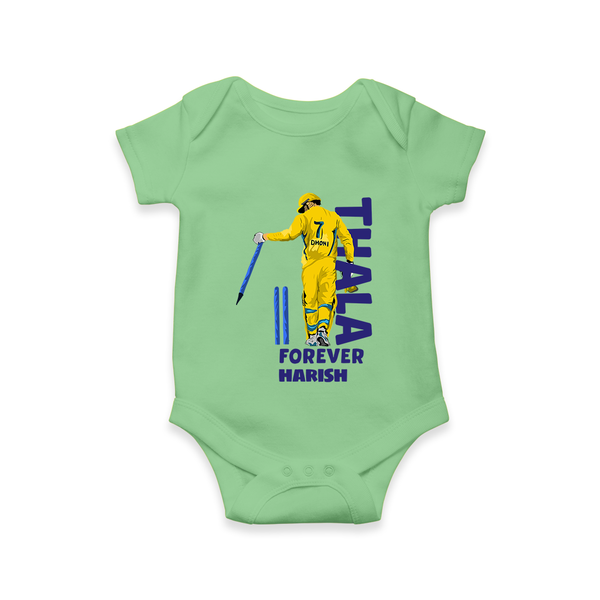 Thala Forever - Feel The Cricket Fever With Our Customized IPL-Themed Romper For Babies With Baby Name - GREEN - 0 - 3 Months Old (Chest 16")