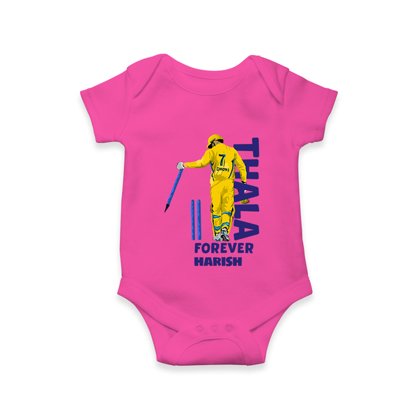 Thala Forever - Feel The Cricket Fever With Our Customized IPL-Themed Romper For Babies With Baby Name - HOT PINK - 0 - 3 Months Old (Chest 16")