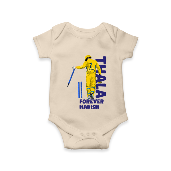 Thala Forever - Feel The Cricket Fever With Our Customized IPL-Themed Romper For Babies With Baby Name - IVORY - 0 - 3 Months Old (Chest 16")