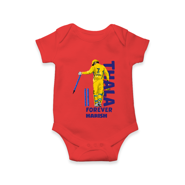 Thala Forever - Feel The Cricket Fever With Our Customized IPL-Themed Romper For Babies With Baby Name - RED - 0 - 3 Months Old (Chest 16")