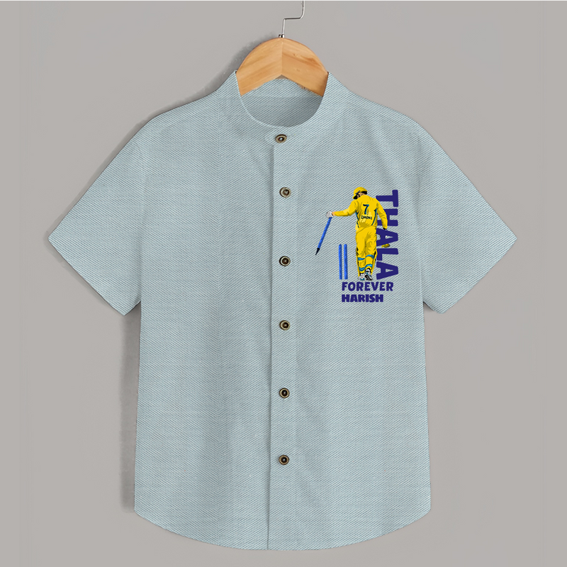 Thala Forever - Feel The Cricket Fever With Our Customized IPL-Themed Shirt For Kids With Baby Name - ARCTIC BLUE - 0 - 6 Months Old (Chest 23")