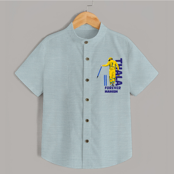 Thala Forever - Feel The Cricket Fever With Our Customized IPL-Themed Shirt For Kids With Baby Name - ARCTIC BLUE - 0 - 6 Months Old (Chest 23")