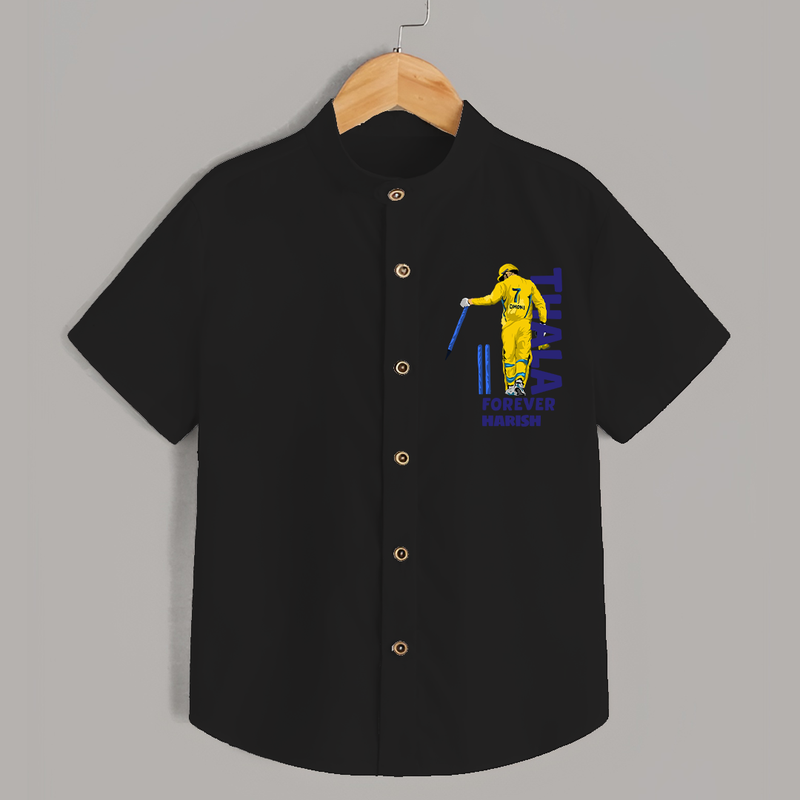 Thala Forever - Feel The Cricket Fever With Our Customized IPL-Themed Shirt For Kids With Baby Name - BLACK - 0 - 6 Months Old (Chest 23")
