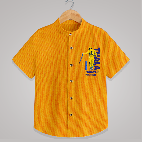 Thala Forever - Feel The Cricket Fever With Our Customized IPL-Themed Shirt For Kids With Baby Name - CHROME YELLOW - 0 - 6 Months Old (Chest 23")