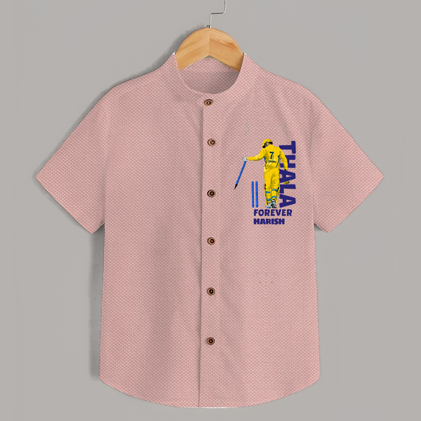 Thala Forever - Feel The Cricket Fever With Our Customized IPL-Themed Shirt For Kids With Baby Name - PEACH - 0 - 6 Months Old (Chest 23")