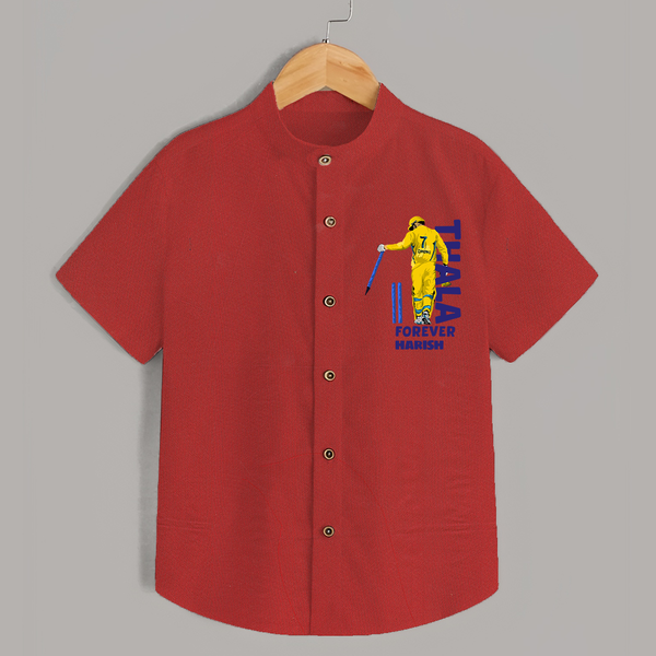 Thala Forever - Feel The Cricket Fever With Our Customized IPL-Themed Shirt For Kids With Baby Name - RED - 0 - 6 Months Old (Chest 23")