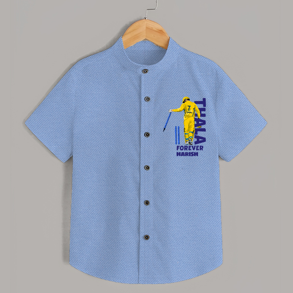 Thala Forever - Feel The Cricket Fever With Our Customized IPL-Themed Shirt For Kids With Baby Name - SKY BLUE - 0 - 6 Months Old (Chest 23")