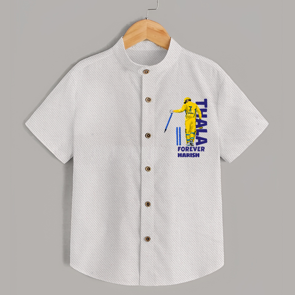 Thala Forever - Feel The Cricket Fever With Our Customized IPL-Themed Shirt For Kids With Baby Name - WHITE - 0 - 6 Months Old (Chest 23")