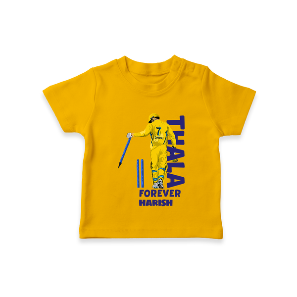 Thala Forever - Feel The Cricket Fever With Our Customized IPL-Themed T-Shirt For Kids With Baby Name - CHROME YELLOW - 0-5 Months Old (Chest 17")