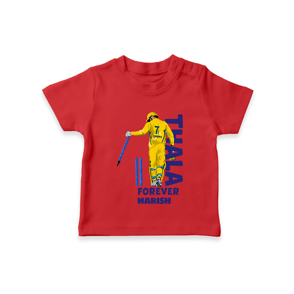 Thala Forever - Feel The Cricket Fever With Our Customized IPL-Themed T-Shirt For Kids With Baby Name - RED - 0-5 Months Old (Chest 17")