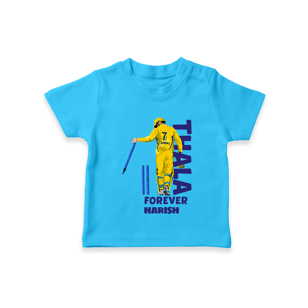 Thala Forever - Feel The Cricket Fever With Our Customized IPL-Themed T-Shirt For Kids With Baby Name - SKY BLUE - 0-5 Months Old (Chest 17")