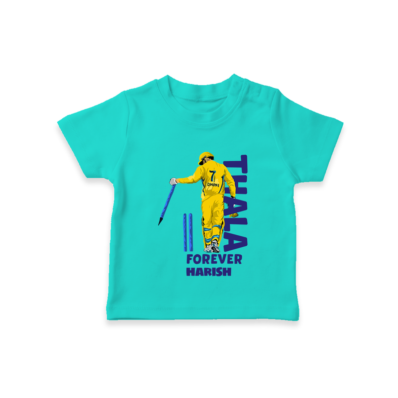 Thala Forever - Feel The Cricket Fever With Our Customized IPL-Themed T-Shirt For Kids With Baby Name - TEAL - 0-5 Months Old (Chest 17")