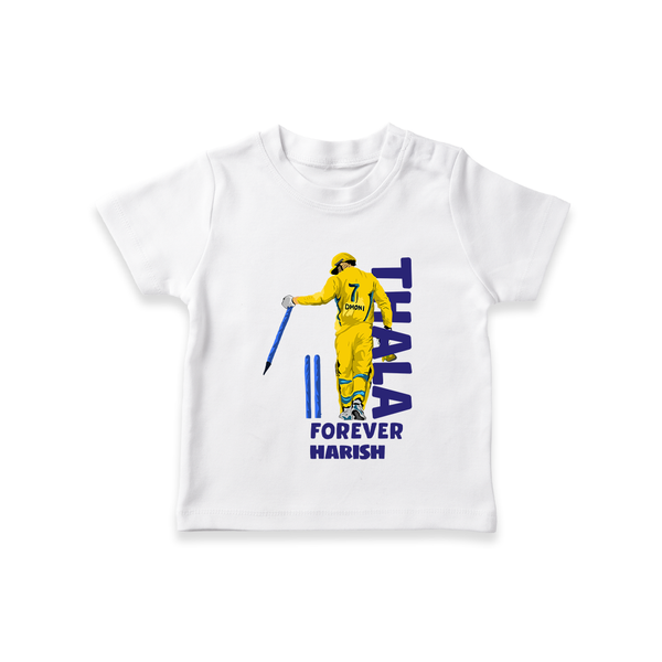 Thala Forever - Feel The Cricket Fever With Our Customized IPL-Themed T-Shirt For Kids With Baby Name - WHITE - 0-5 Months Old (Chest 17")