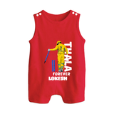 Yellow Army Forever BUTTON ROMPER – Cricket Fan Inspired - RED - New Born (Chest 18")