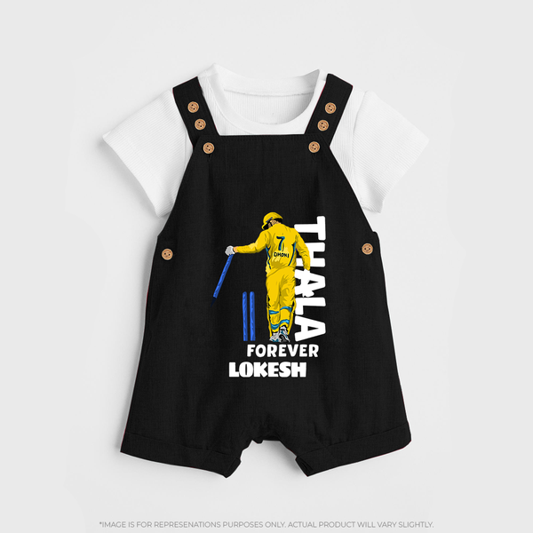 Yellow Army Forever DUNGAREE – Cricket Fan Inspired - BLACK - 0 - 5 Months Old (Chest 18")