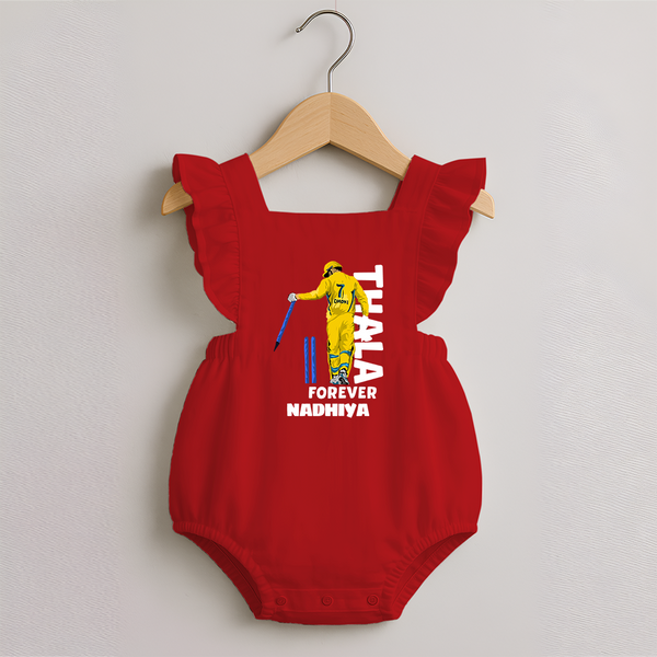Yellow Army Forever ROMPER FROCK – Cricket Fan Inspired - RED - 0 - 3 Months Old (Chest 19")