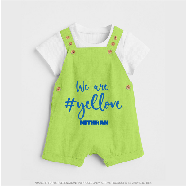 We Are #Yellow - Feel The Cricket Fever With Our Customized IPL-Themed Dungaree For Kids With Baby Name - GREEN - 0 - 5 Months Old (Chest 18")