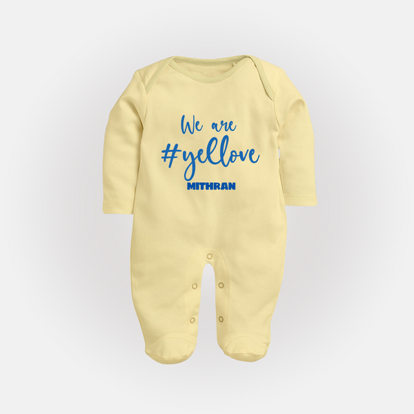 We Are #Yellow - Feel The Cricket Fever With Our Customized IPL-Themed Sleep Suit For Babies With Baby Name - PASTEL YELLOW - New Born (Chest 7.5")