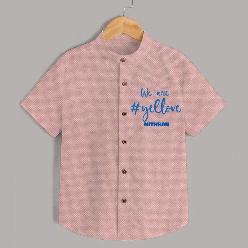 We Are #Yellow - Feel The Cricket Fever With Our Customized IPL-Themed Shirt For Kids With Baby Name - PEACH - 0 - 6 Months Old (Chest 23")
