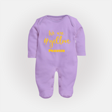 We Are #Yellow - Feel The Cricket Fever With Our Customized IPL-Themed Sleep Suit For Babies With Baby Name - LILAC - New Born (Chest 7.5")