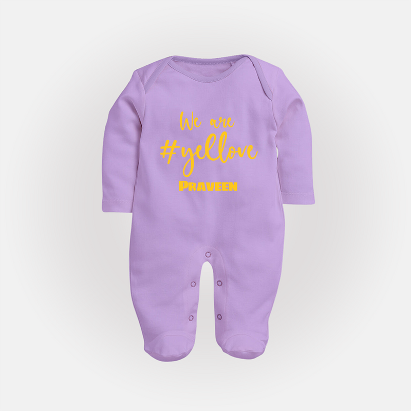 We Are #Yellow - Feel The Cricket Fever With Our Customized IPL-Themed Sleep Suit For Babies With Baby Name - LILAC - New Born (Chest 7.5")