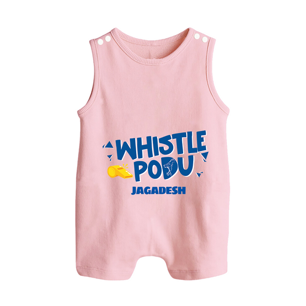 Whistle Podu - Feel The Cricket Fever With Our Customized IPL-Themed Romper Suit For Babies With Baby Name - BABY PINK - 0 - 5 Months Old (Chest 18")