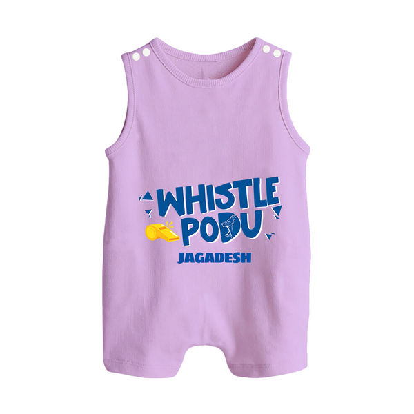 Whistle Podu - Feel The Cricket Fever With Our Customized IPL-Themed Romper Suit For Babies With Baby Name - LILAC - 0 - 5 Months Old (Chest 18")