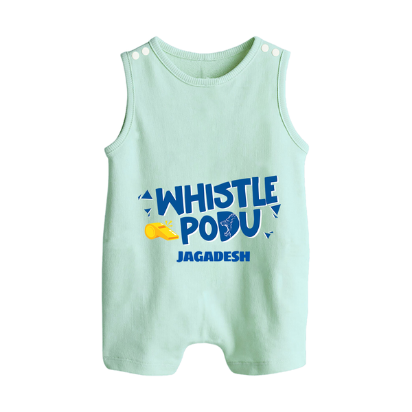 Whistle Podu - Feel The Cricket Fever With Our Customized IPL-Themed Romper Suit For Babies With Baby Name - MINT GREEN - 0 - 5 Months Old (Chest 18")