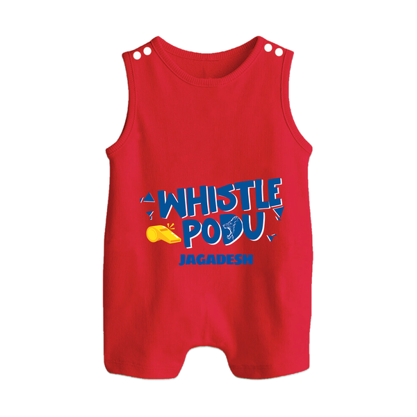 Whistle Podu - Feel The Cricket Fever With Our Customized IPL-Themed Romper Suit For Babies With Baby Name - RED - 0 - 5 Months Old (Chest 18")