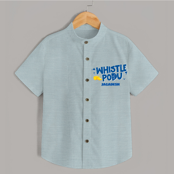 Whistle Podu - Feel The Cricket Fever With Our Customized IPL-Themed Shirt For Kids With Baby Name - ARCTIC BLUE - 0 - 6 Months Old (Chest 23")