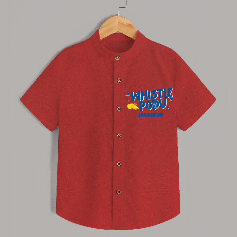 Whistle Podu - Feel The Cricket Fever With Our Customized IPL-Themed Shirt For Kids With Baby Name - RED - 0 - 6 Months Old (Chest 23")