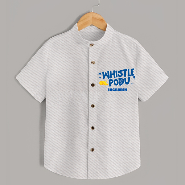 Whistle Podu - Feel The Cricket Fever With Our Customized IPL-Themed Shirt For Kids With Baby Name - WHITE - 0 - 6 Months Old (Chest 23")