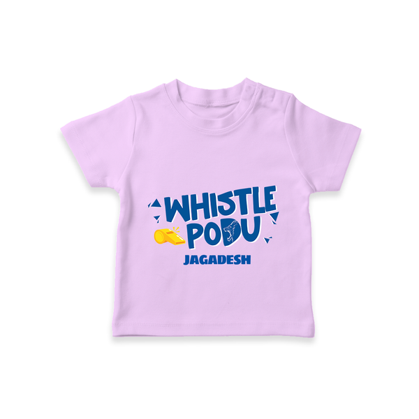 Whistle Podu - Feel The Cricket Fever With Our Customized IPL-Themed T-Shirt For Kids With Baby Name - LILAC - 0-5 Months Old (Chest 17")