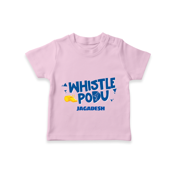Whistle Podu - Feel The Cricket Fever With Our Customized IPL-Themed T-Shirt For Kids With Baby Name - PINK - 0-5 Months Old (Chest 17")